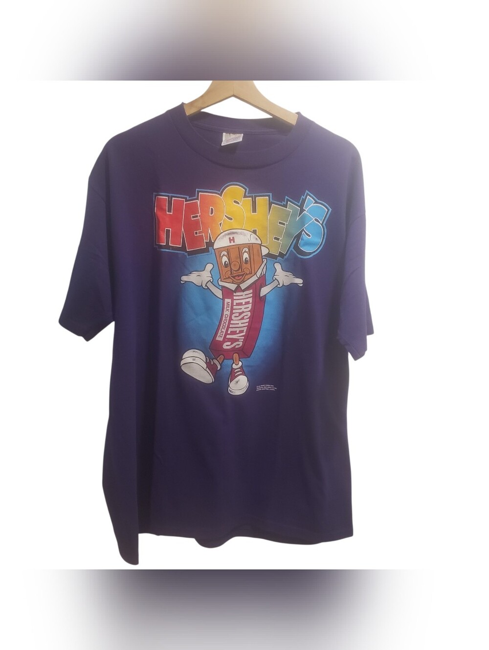 Vintage 90s Purple Hershey's Chocolate T Shirt 50/50 Jerzees Tag Hip Hop Size XL